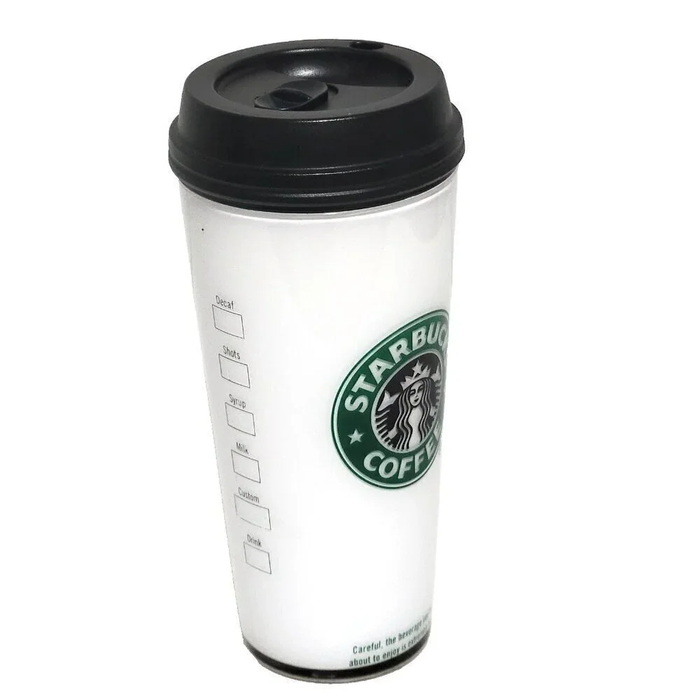 Starbucks Classic Tumbler 2008 White Logo Green Siren Mermaid Travel 16 Oz